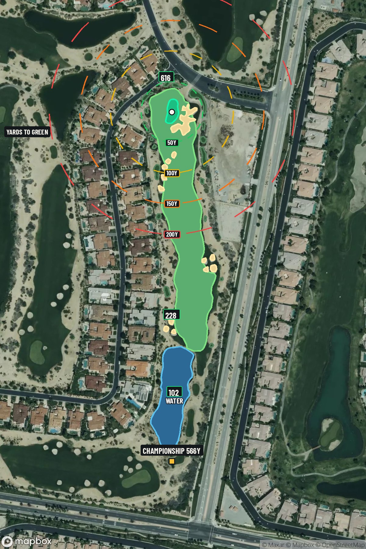 Hole 12 aerial at PGA WEST (Norman course)