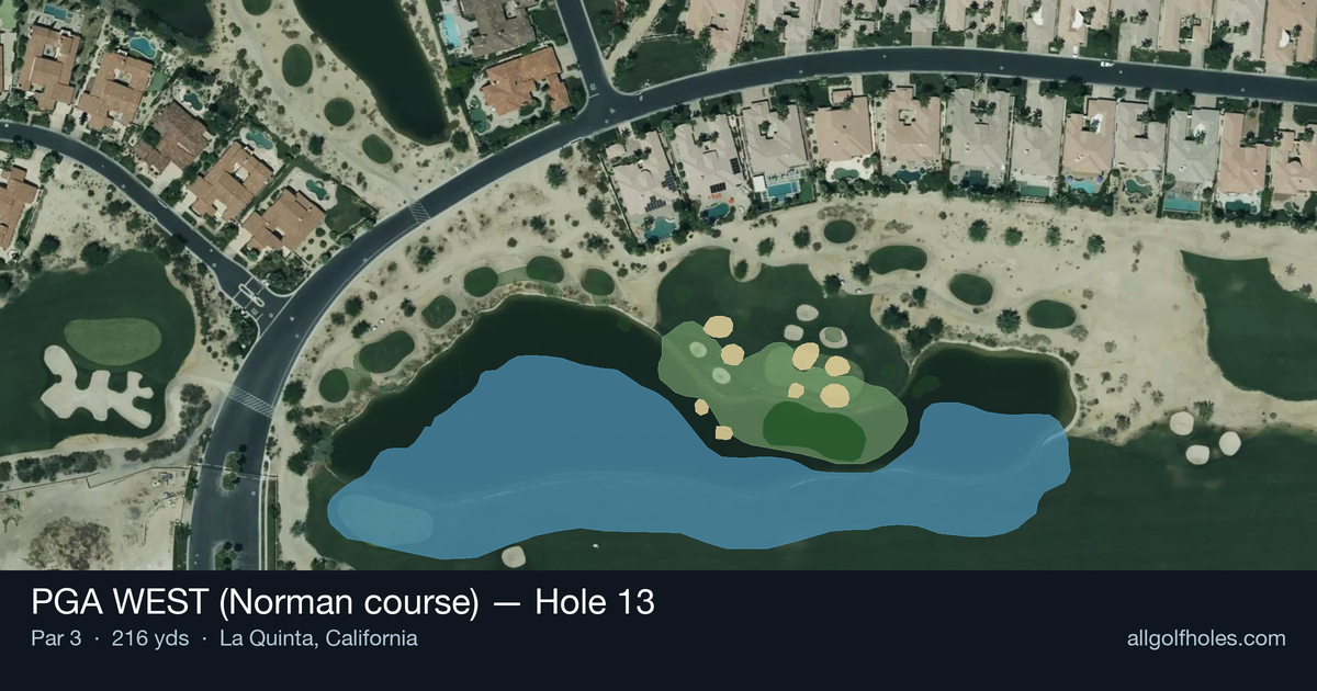 Hole 13 aerial at PGA WEST (Norman course)