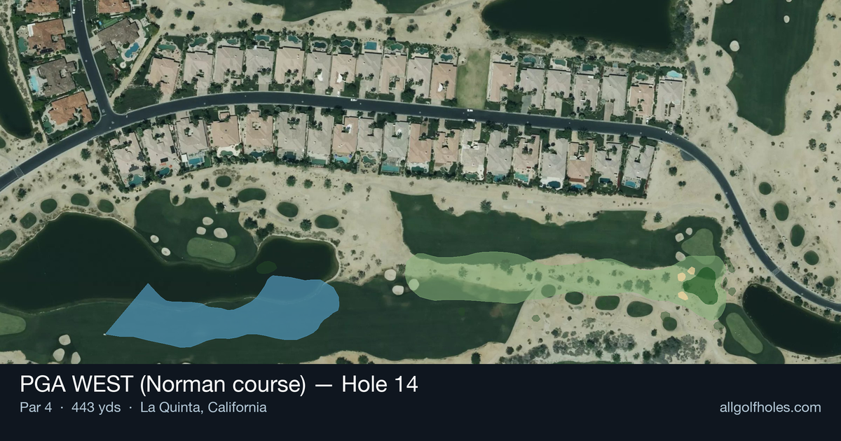 Hole 14 aerial at PGA WEST (Norman course)