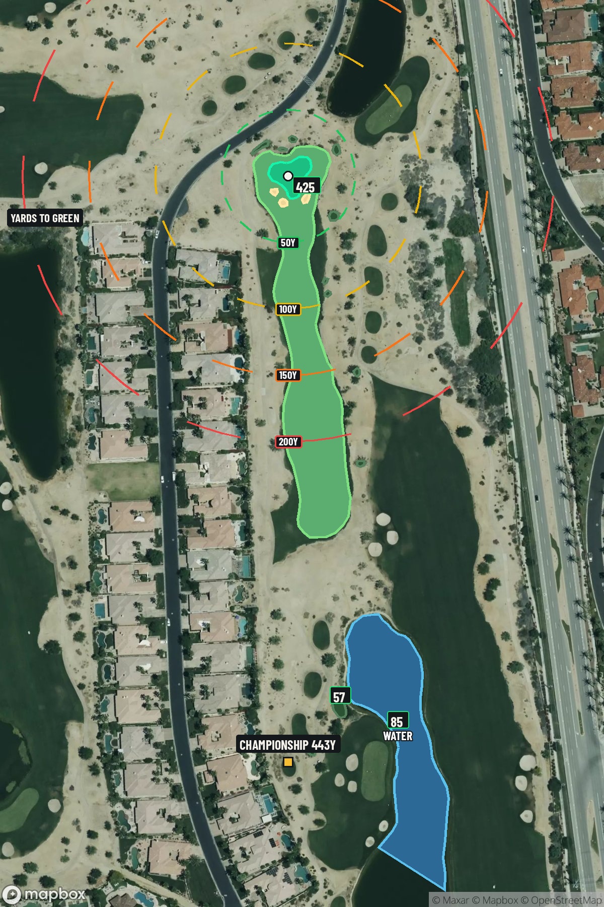Hole 14 aerial at PGA WEST (Norman course)