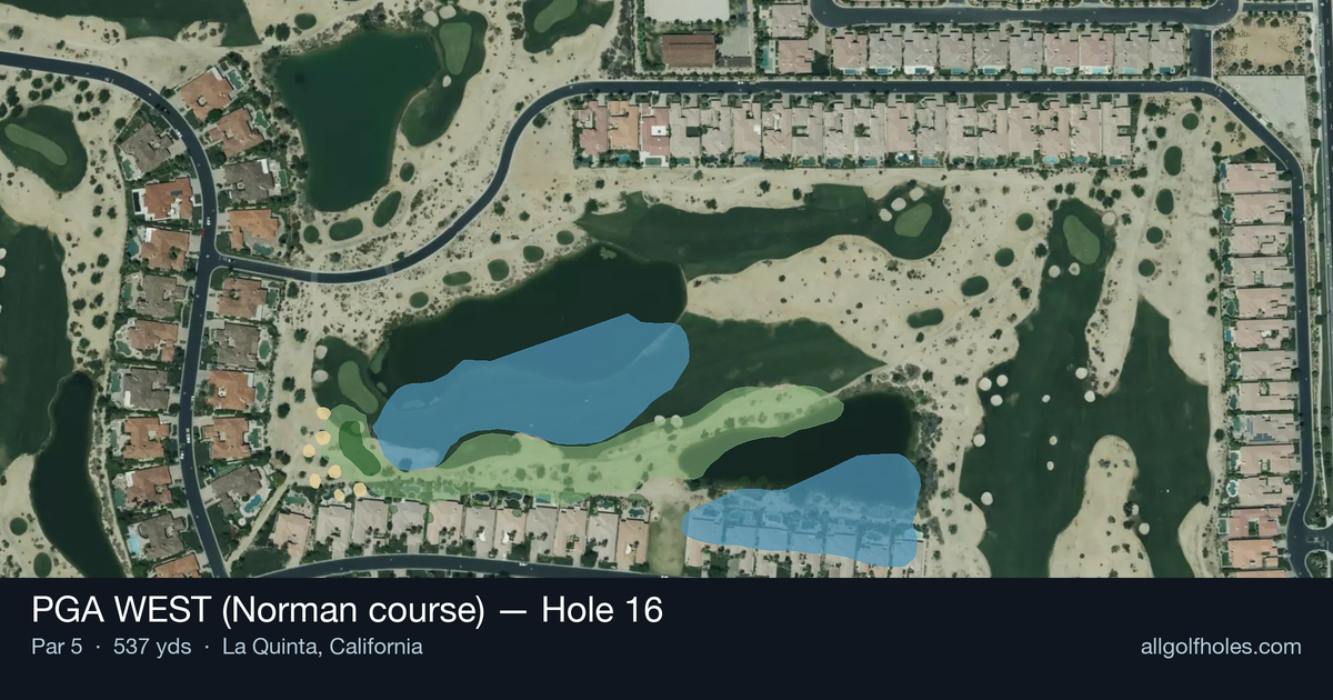 Hole 16 aerial at PGA WEST (Norman course)