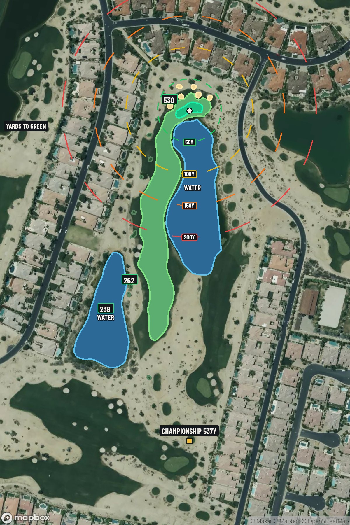 Hole 16 aerial at PGA WEST (Norman course)