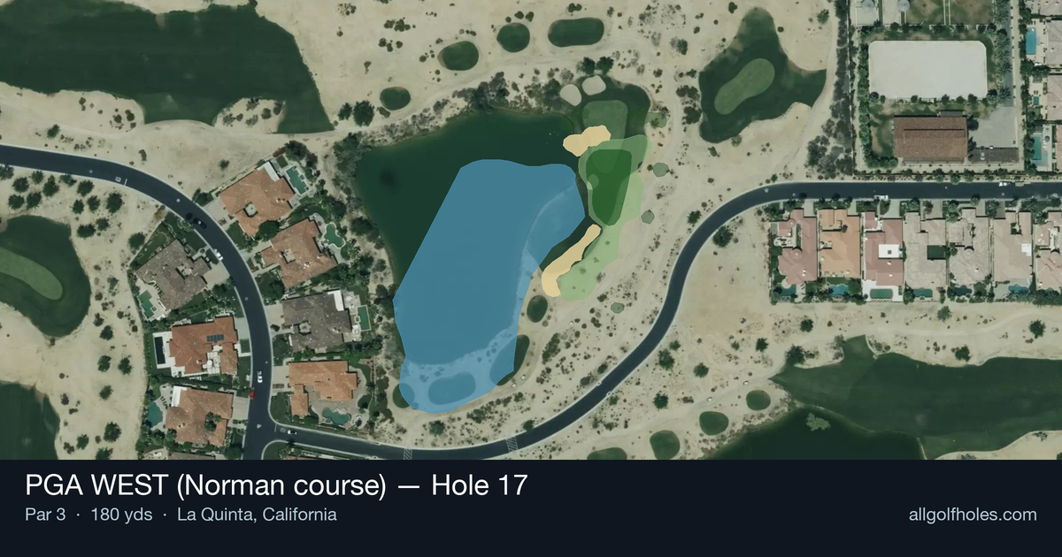 Hole 17 aerial at PGA WEST (Norman course)