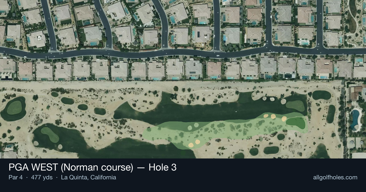 Hole 3 aerial at PGA WEST (Norman course)
