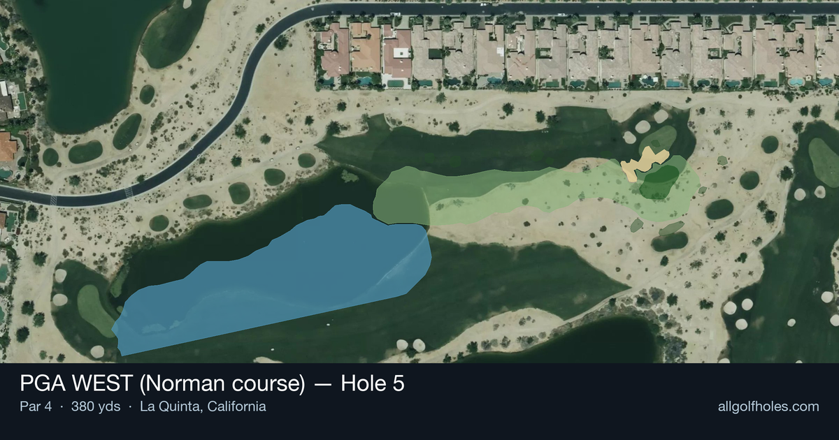Hole 5 aerial at PGA WEST (Norman course)