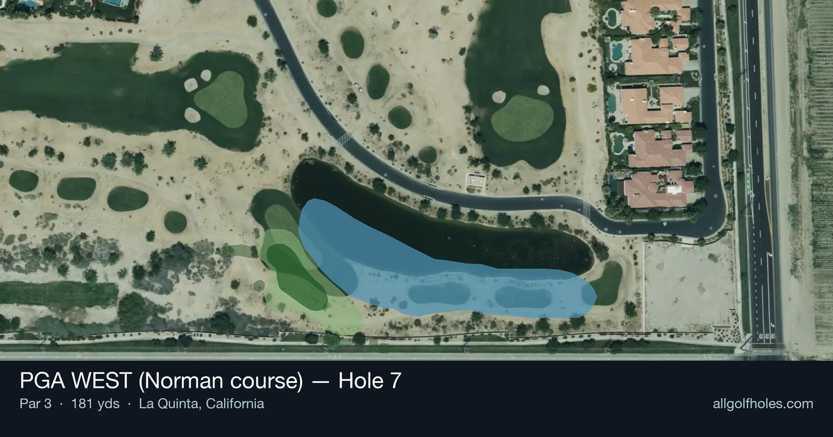 Hole 7 aerial at PGA WEST (Norman course)