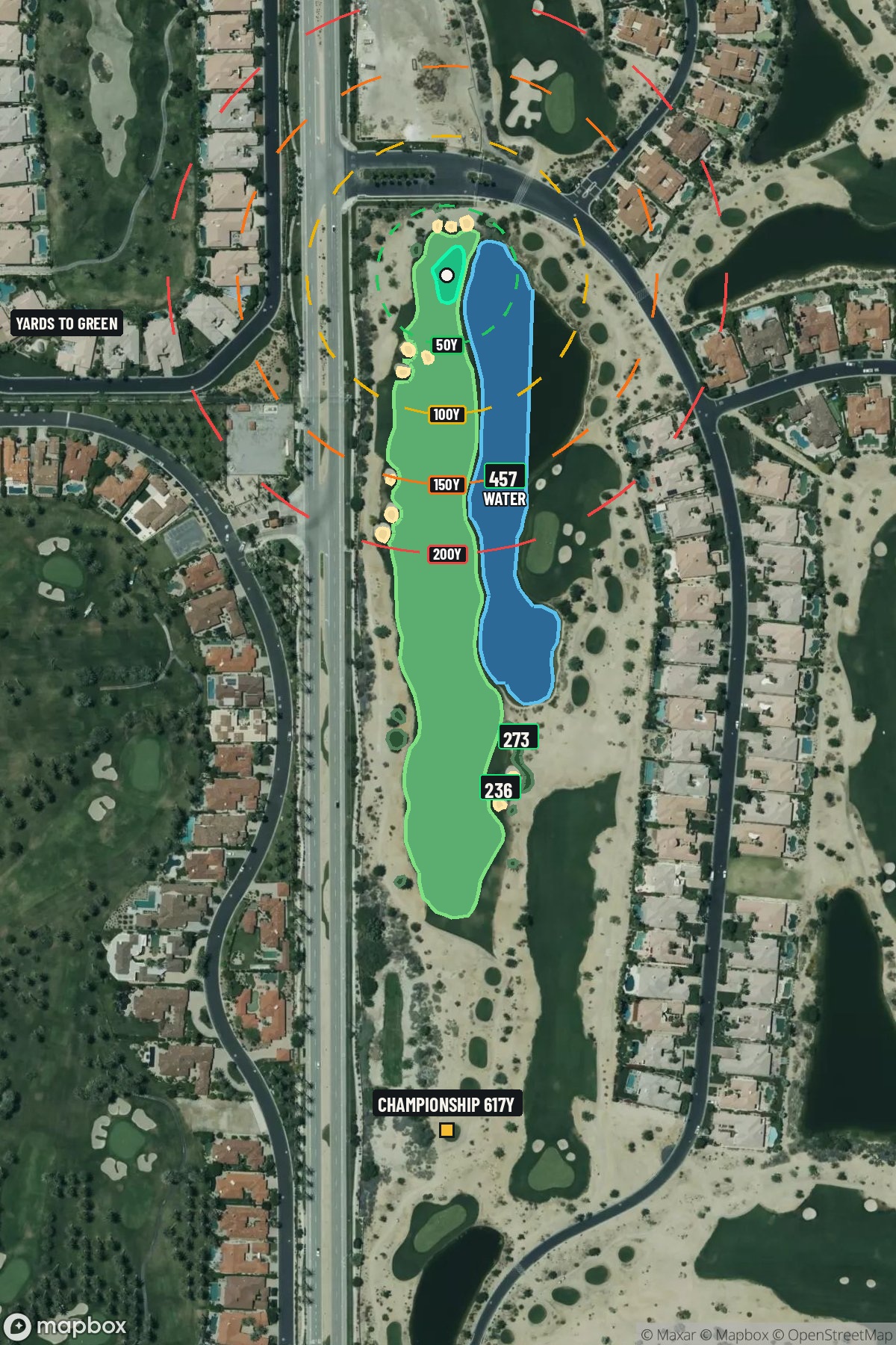 Hole 8 aerial at PGA WEST (Norman course)