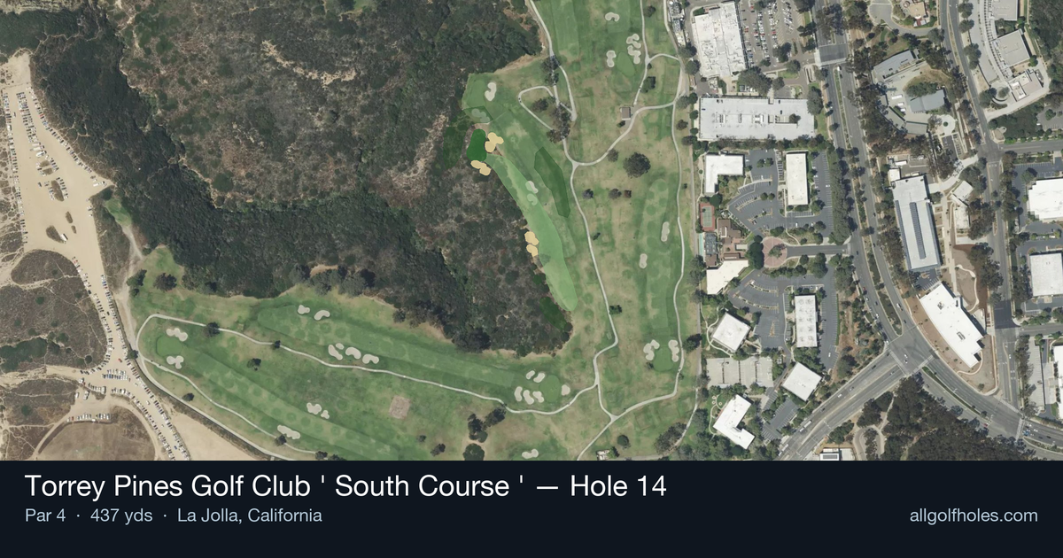 Hole 14 aerial at Torrey Pines Golf Club (South Course)