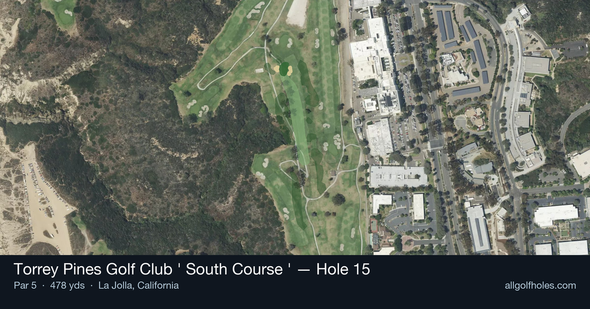 Hole 15 aerial at Torrey Pines Golf Club (South Course)