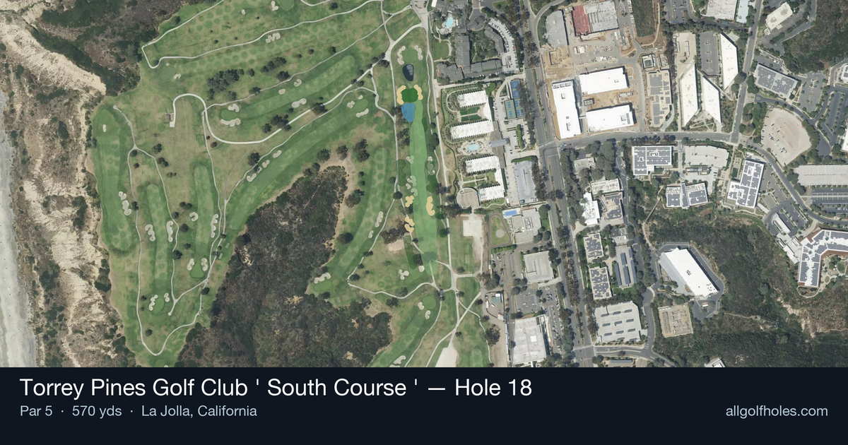 Hole 18 aerial at Torrey Pines Golf Club (South Course)