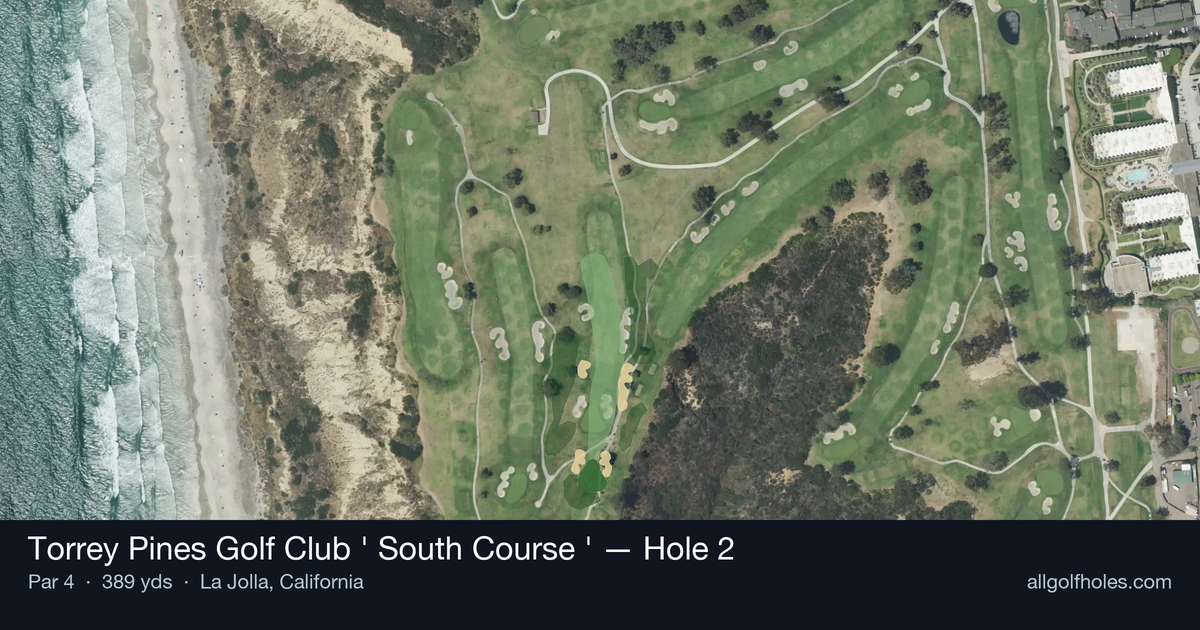 Hole 2 aerial at Torrey Pines Golf Club (South Course)