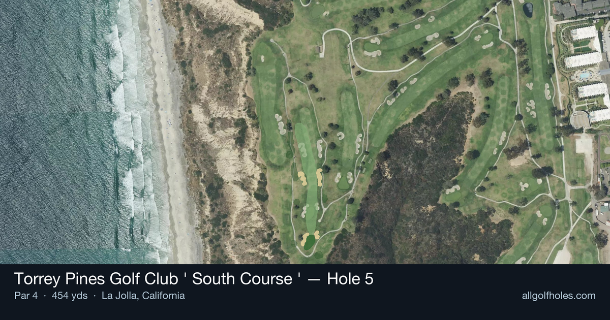Hole 5 aerial at Torrey Pines Golf Club (South Course)
