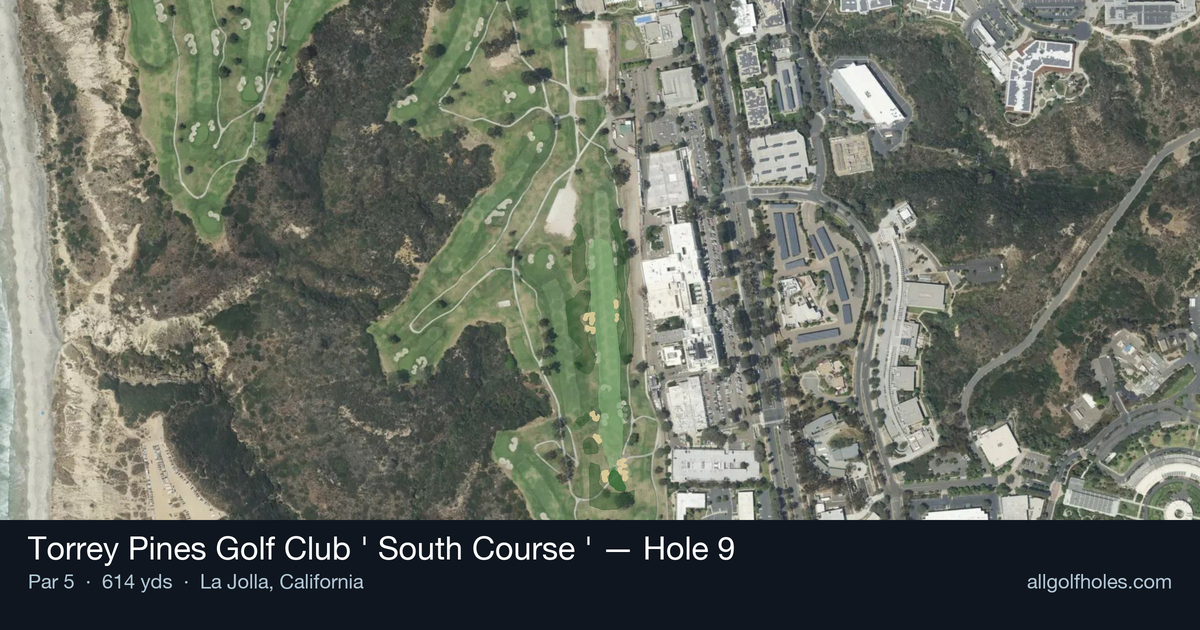 Hole 9 aerial at Torrey Pines Golf Club (South Course)