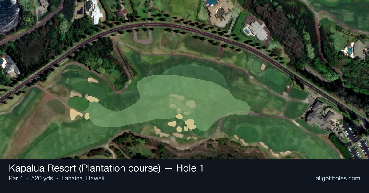 Hole 1 aerial at Kapalua Resort (Plantation course)