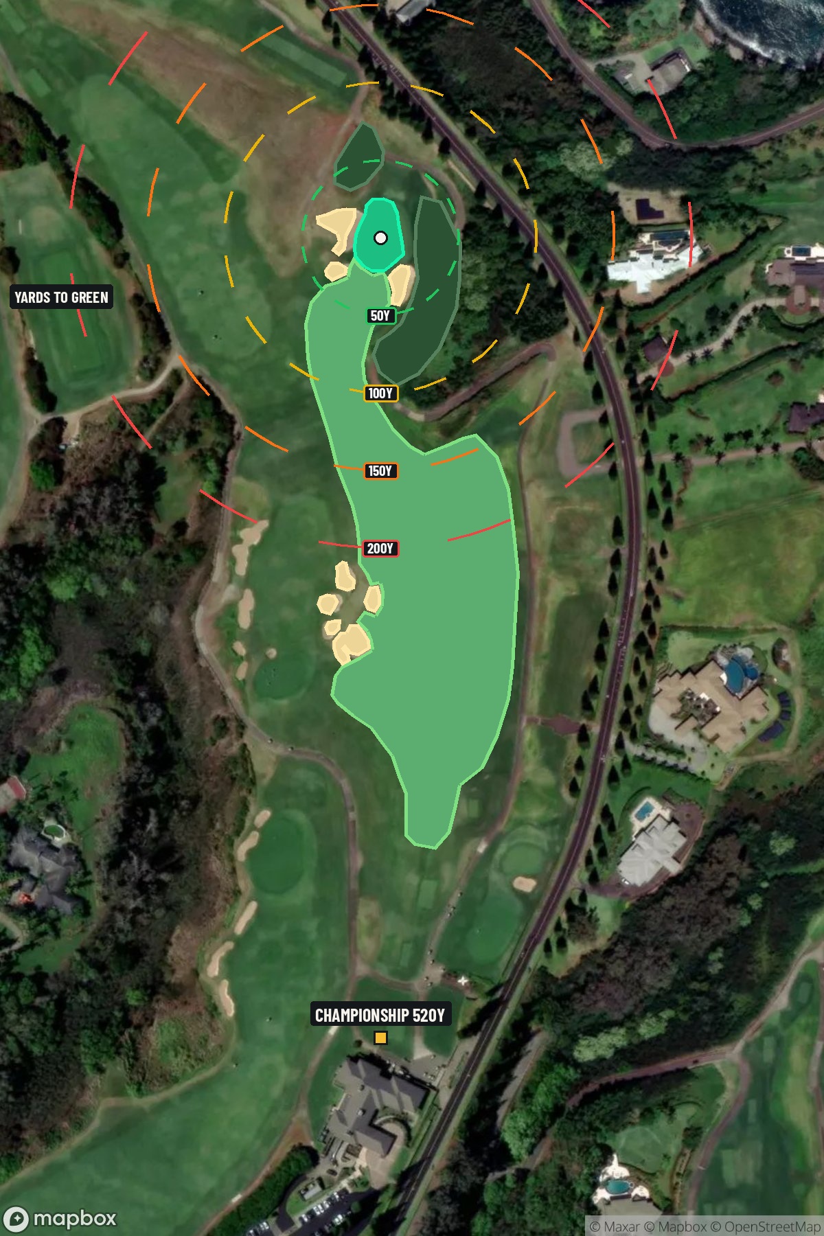 Hole 1 aerial at Kapalua Resort (Plantation course)