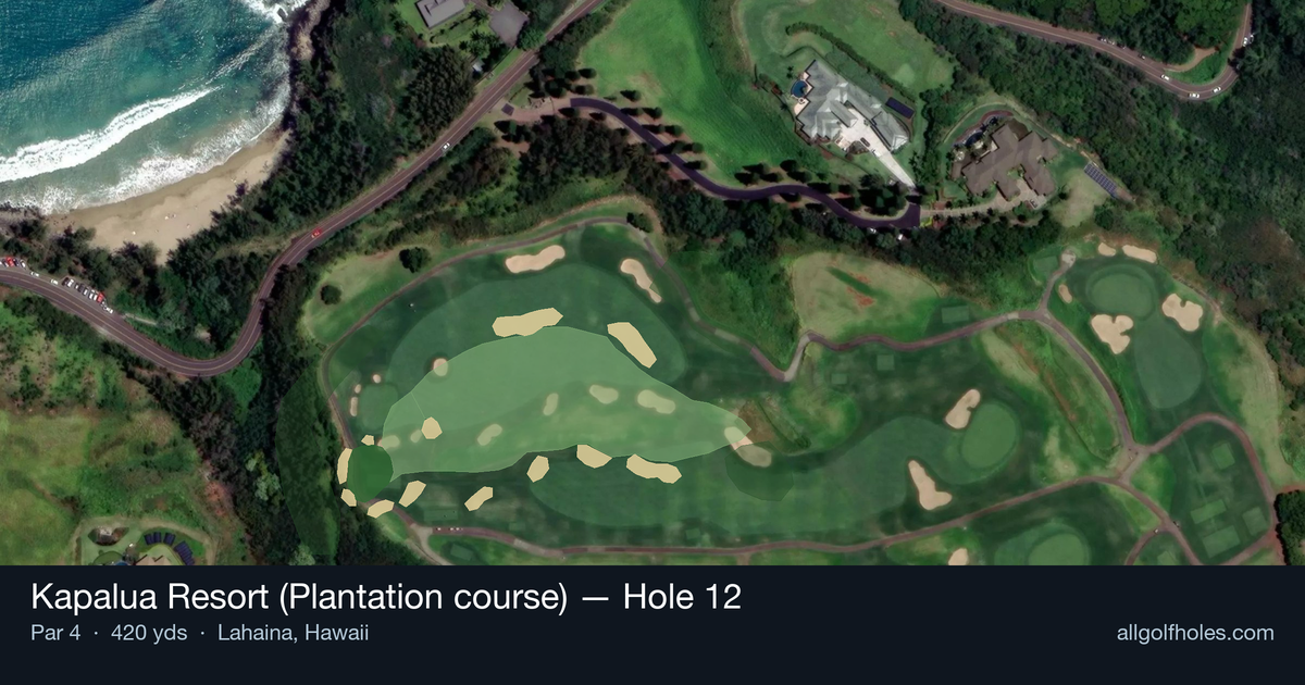 Hole 12 aerial at Kapalua Resort (Plantation course)