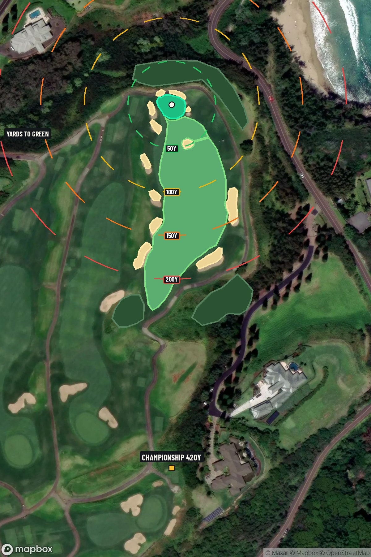 Hole 12 aerial at Kapalua Resort (Plantation course)