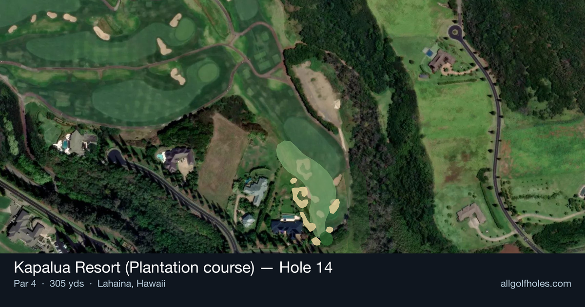 Hole 14 aerial at Kapalua Resort (Plantation course)