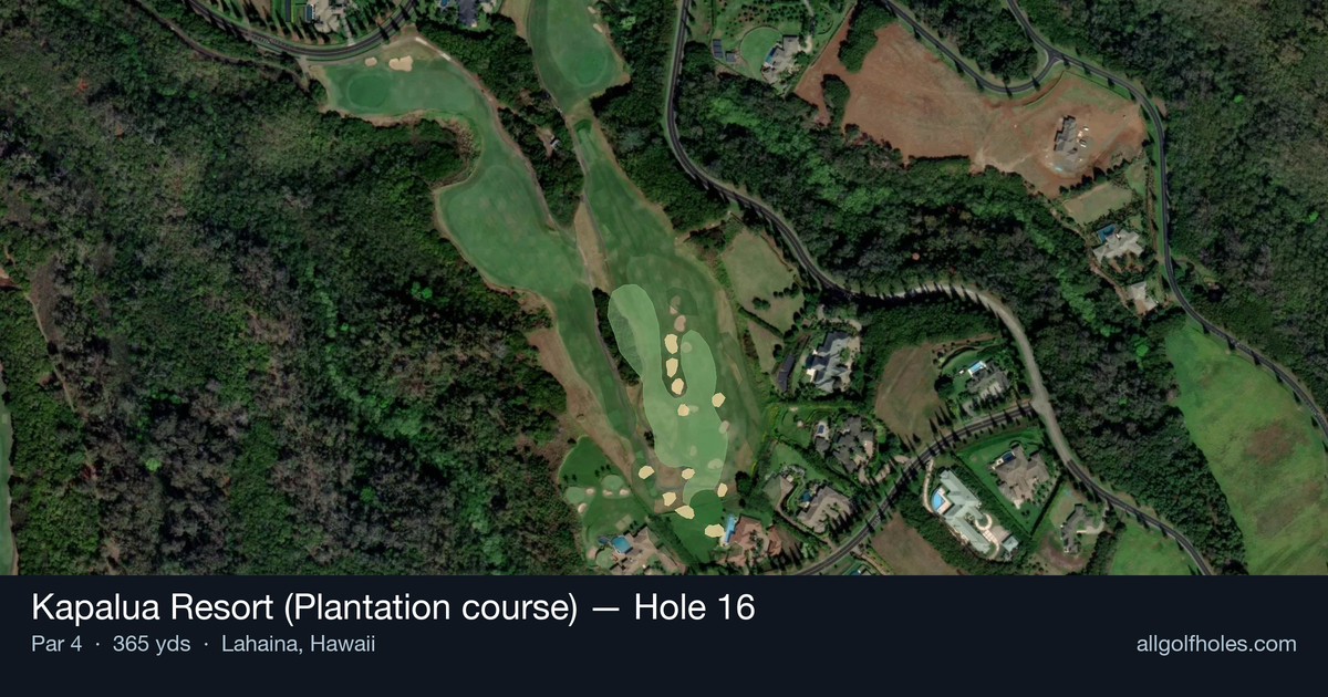 Hole 16 aerial at Kapalua Resort (Plantation course)