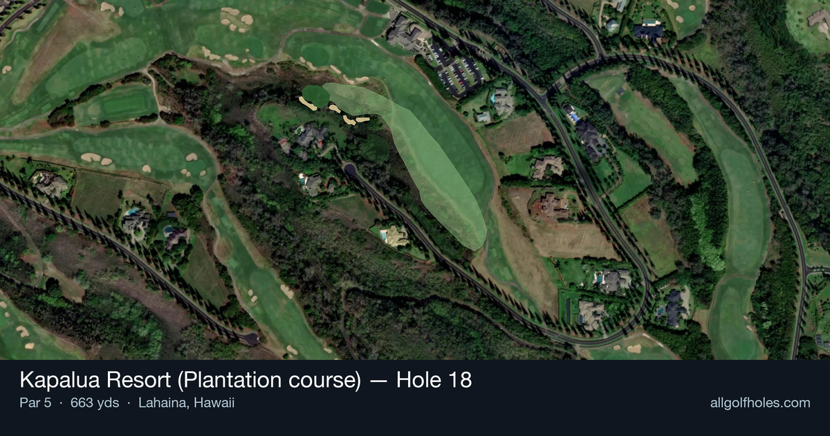 Hole 18 aerial at Kapalua Resort (Plantation course)