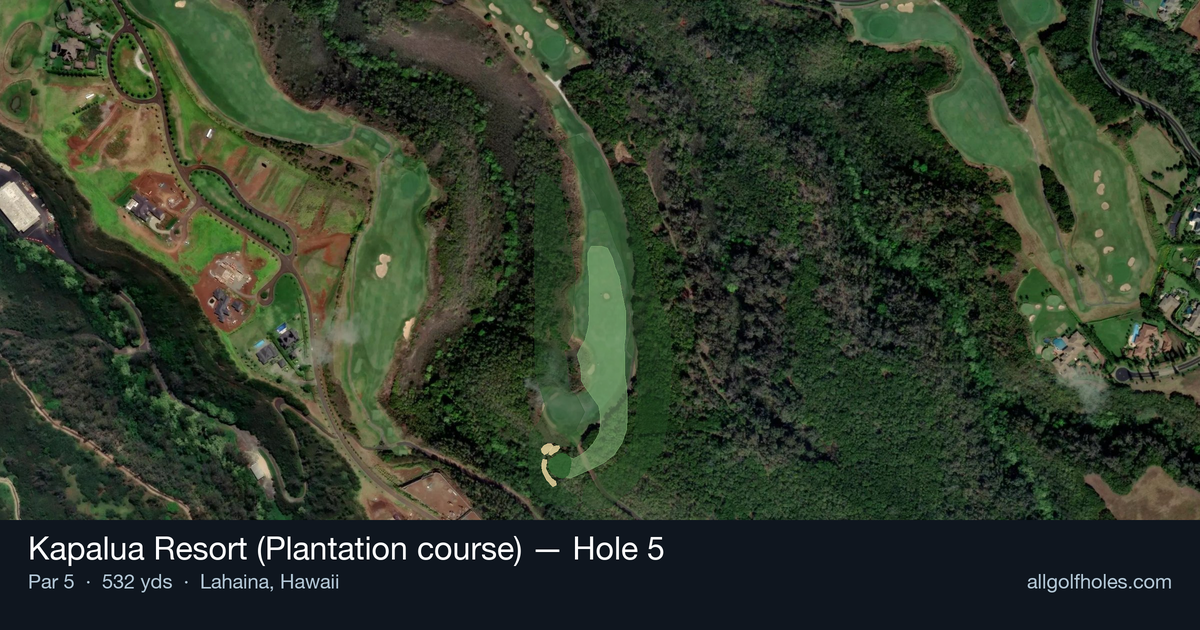 Hole 5 aerial at Kapalua Resort (Plantation course)