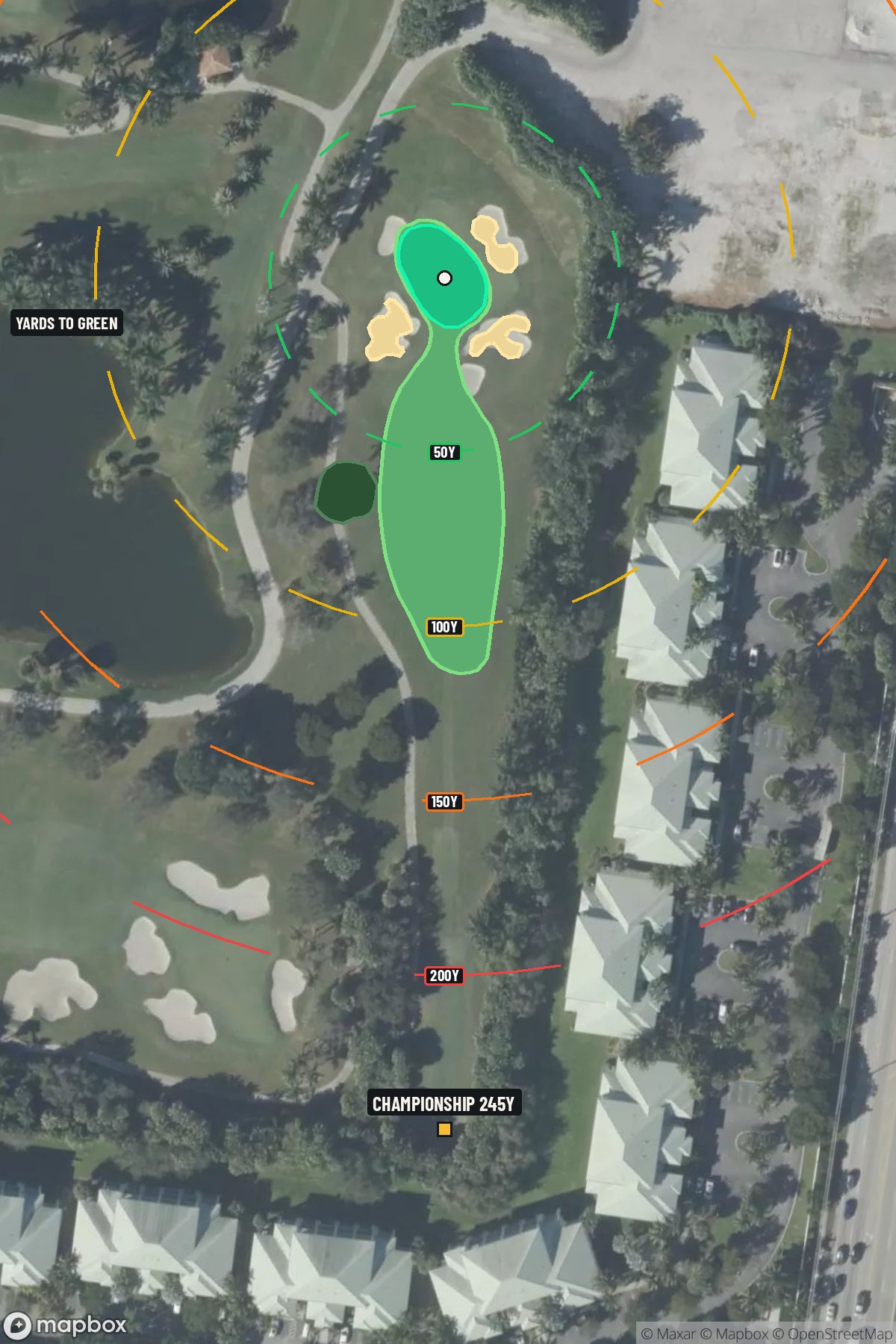 Hole 13 aerial at Doral Golf Resort and Spa 'The Blue monster'
