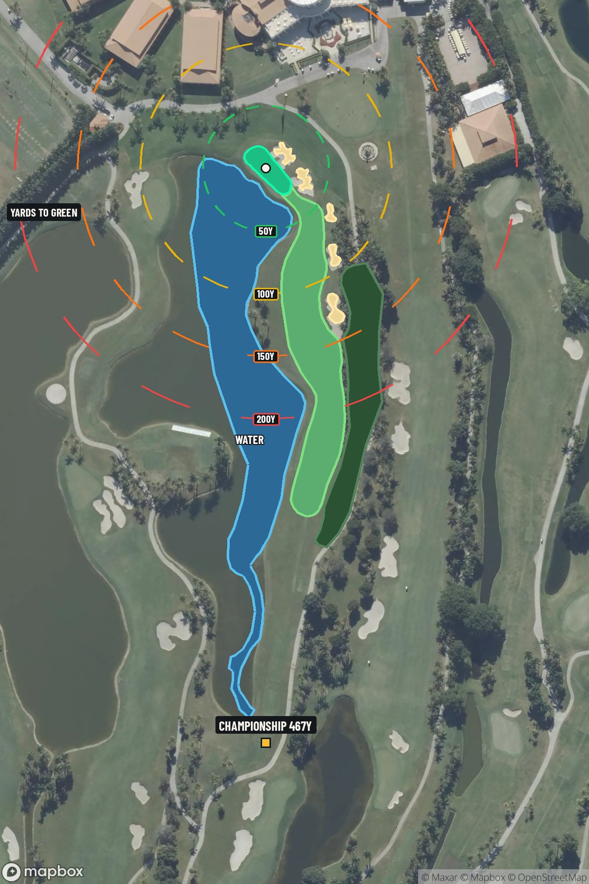 Hole 18 aerial at Doral Golf Resort and Spa 'The Blue monster'