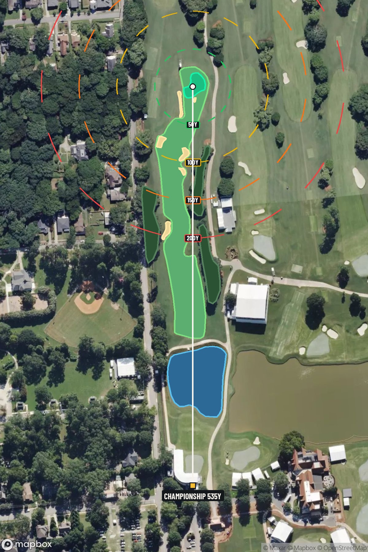 Hole 1 aerial at East Lake Golf Club