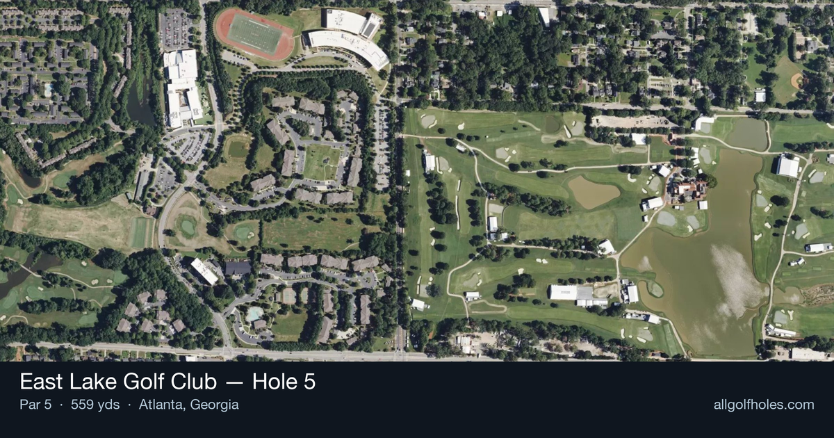 Hole 5 aerial at East Lake Golf Club