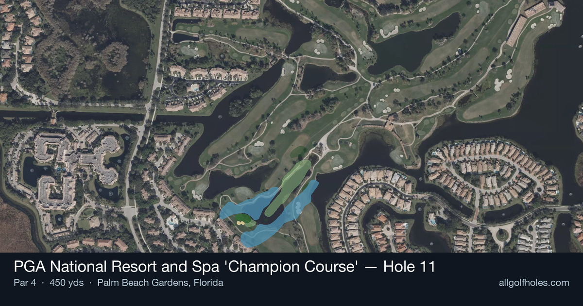 Hole 11 aerial at PGA National Resort and Spa 'Champion Course'