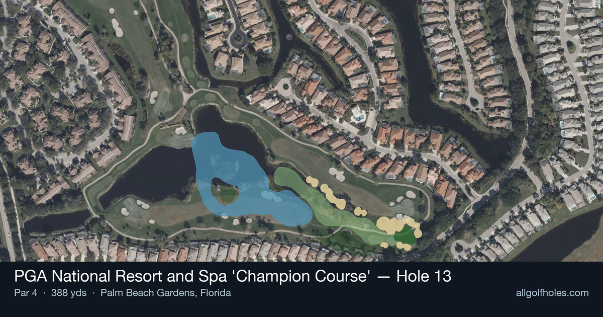 Hole 13 aerial at PGA National Resort and Spa 'Champion Course'