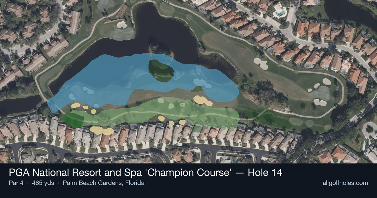 Hole 14 aerial at PGA National Resort and Spa 'Champion Course'