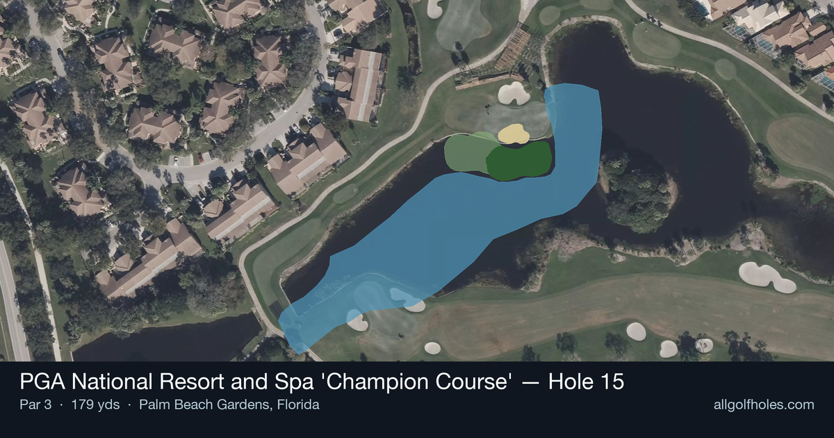 Hole 15 aerial at PGA National Resort and Spa 'Champion Course'