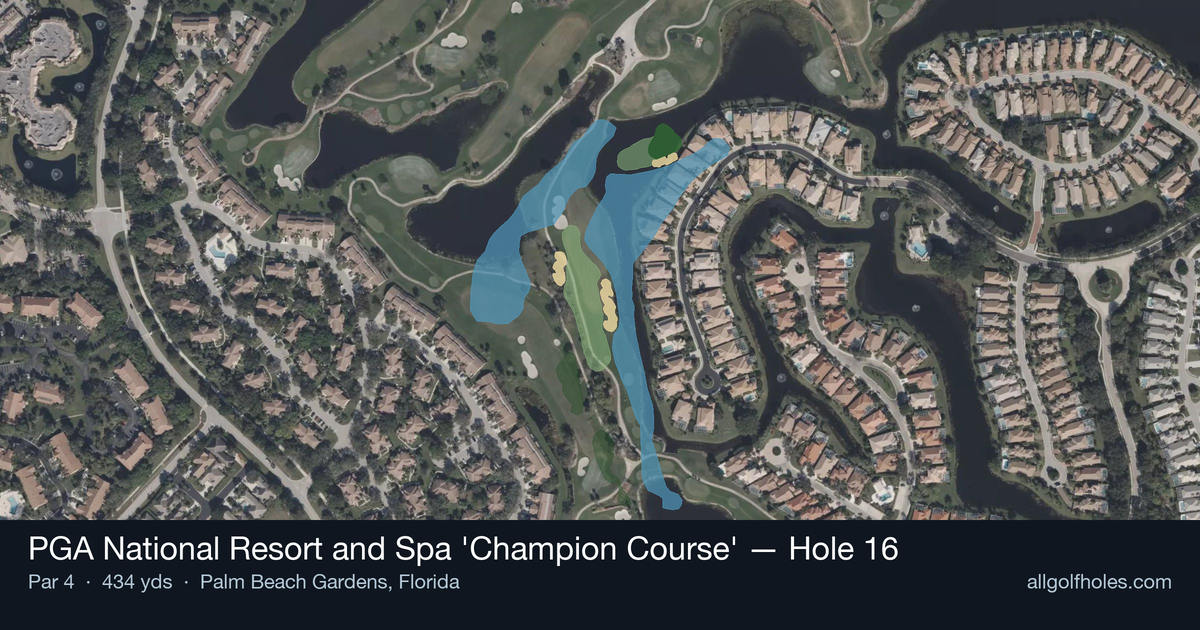 Hole 16 aerial at PGA National Resort and Spa 'Champion Course'