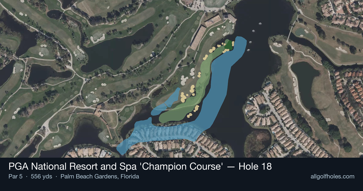 Hole 18 aerial at PGA National Resort and Spa 'Champion Course'