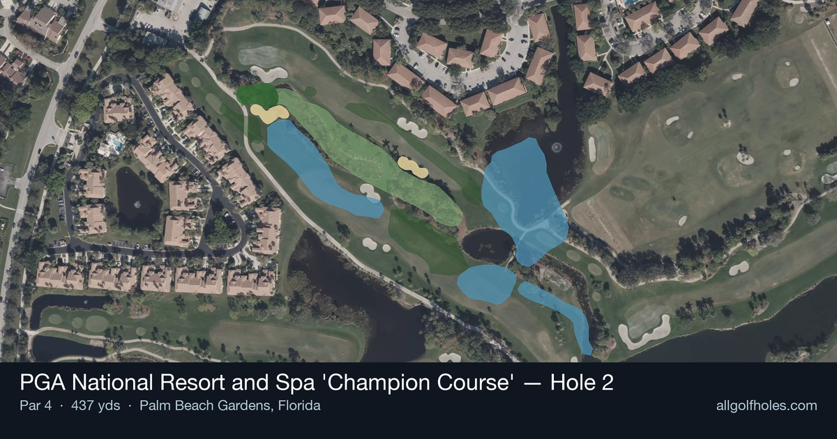 Hole 2 aerial at PGA National Resort and Spa 'Champion Course'
