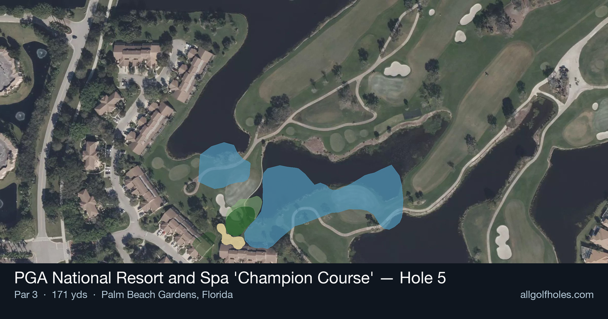 Hole 5 aerial at PGA National Resort and Spa 'Champion Course'