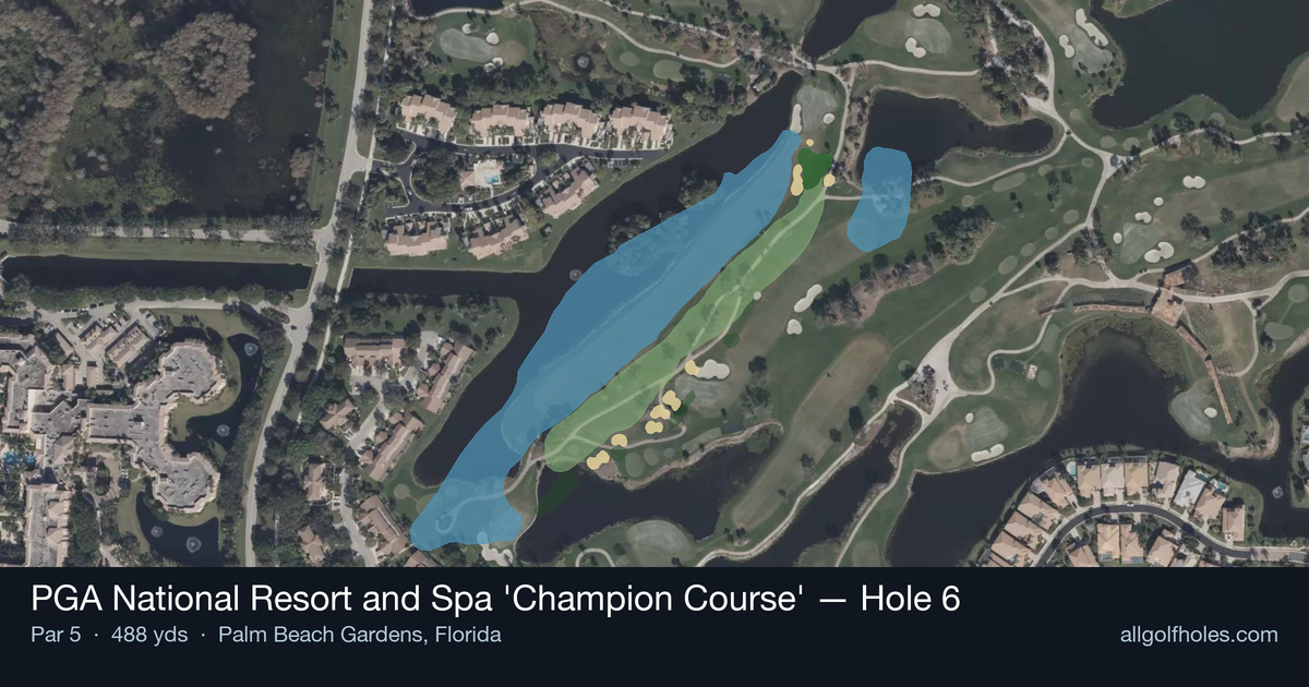 Hole 6 aerial at PGA National Resort and Spa 'Champion Course'