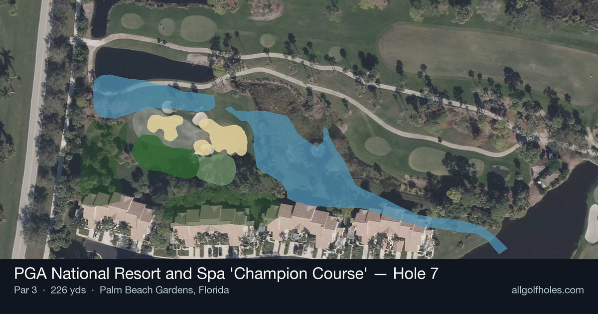 Hole 7 aerial at PGA National Resort and Spa 'Champion Course'