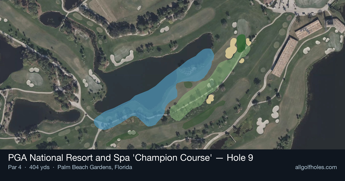 Hole 9 aerial at PGA National Resort and Spa 'Champion Course'