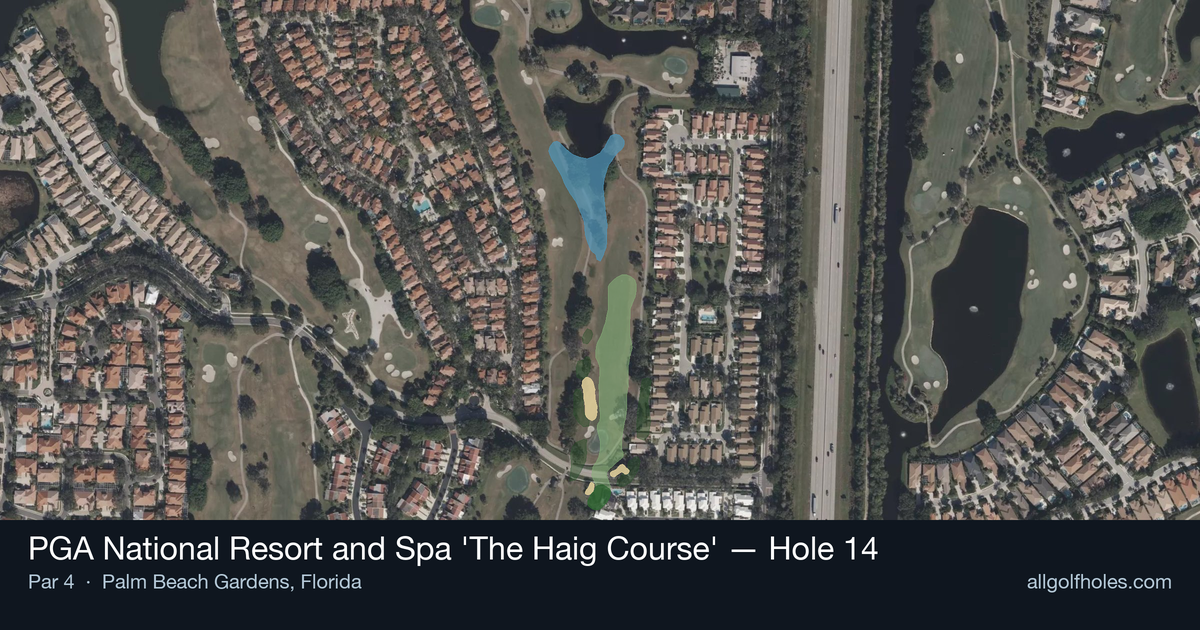 Hole 14 aerial at PGA National Resort and Spa 'The Haig Course'
