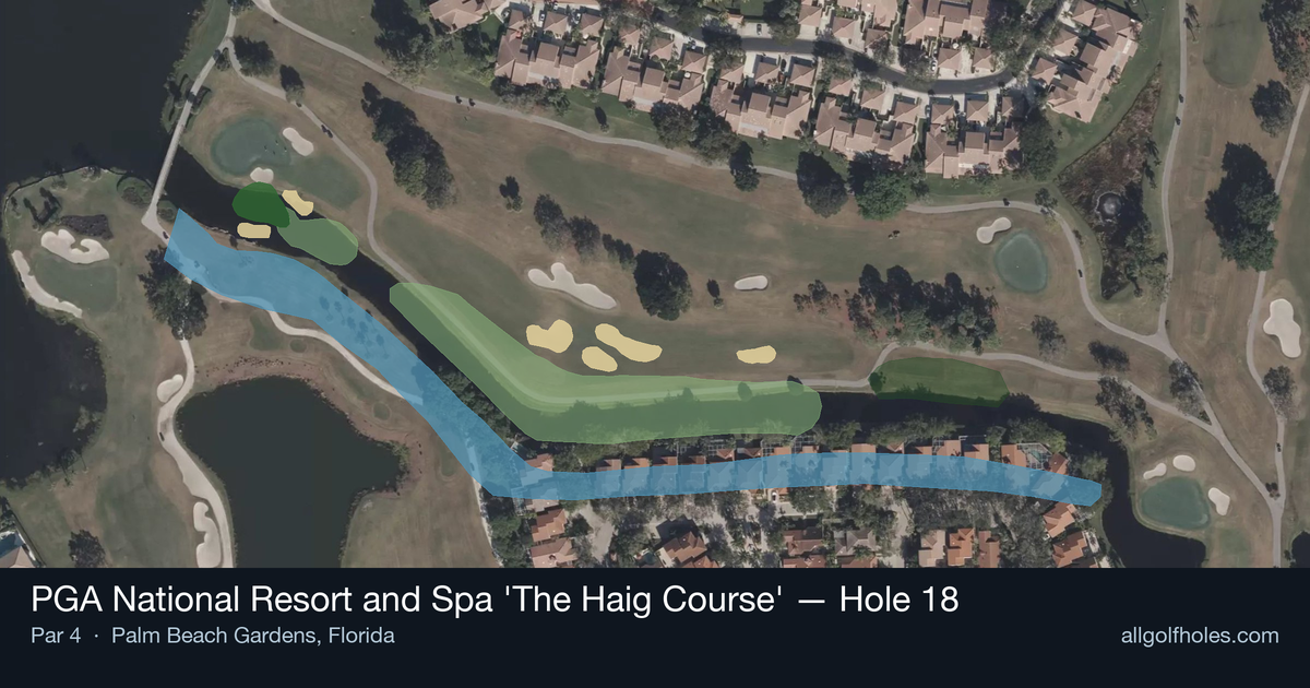 Hole 18 aerial at PGA National Resort and Spa 'The Haig Course'