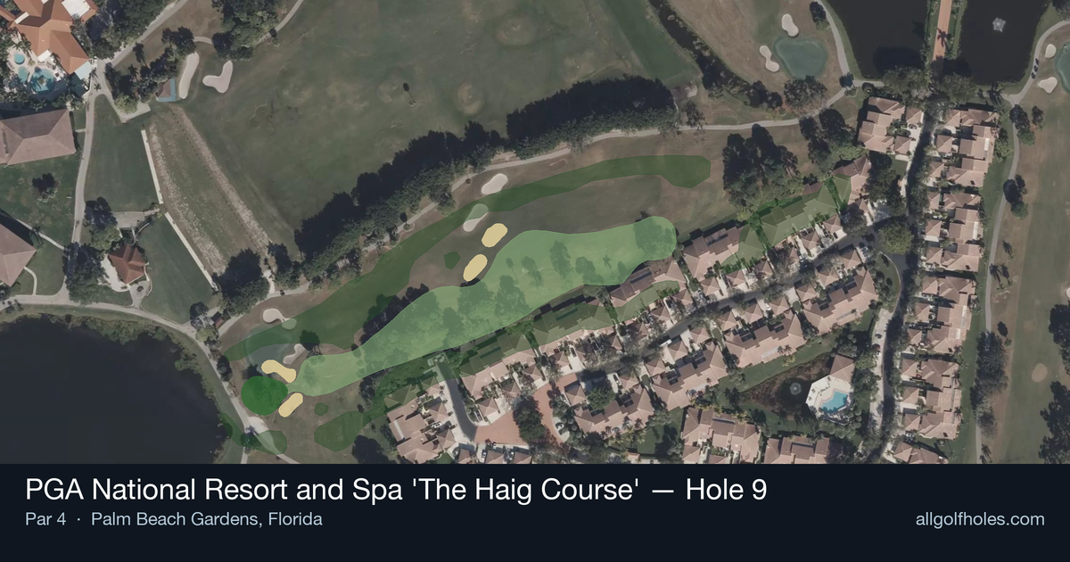 Hole 9 aerial at PGA National Resort and Spa 'The Haig Course'