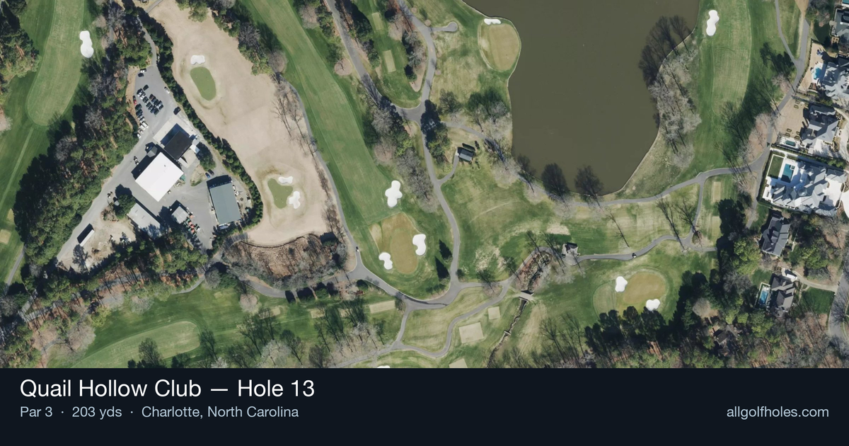 Hole 13 aerial at Quail Hollow Club