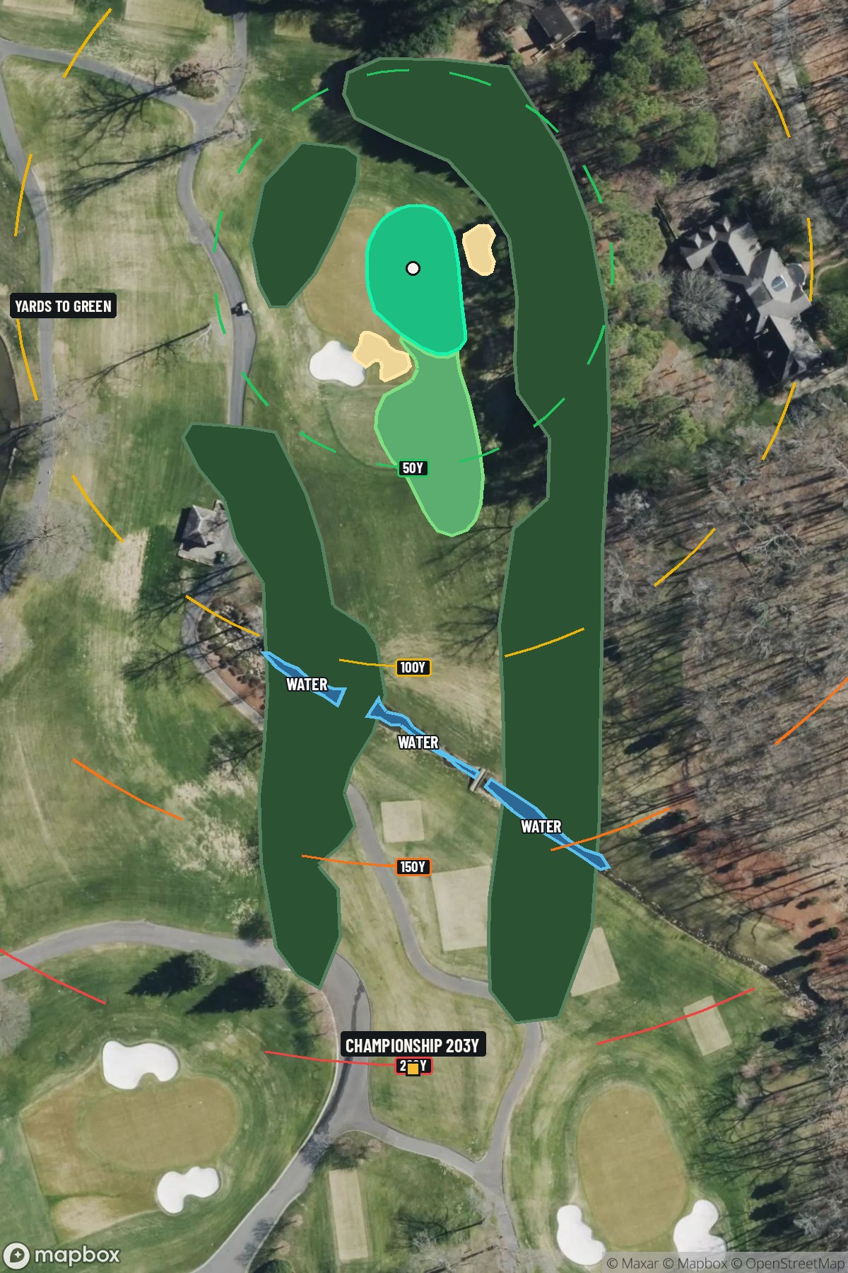 Hole 13 aerial at Quail Hollow Club