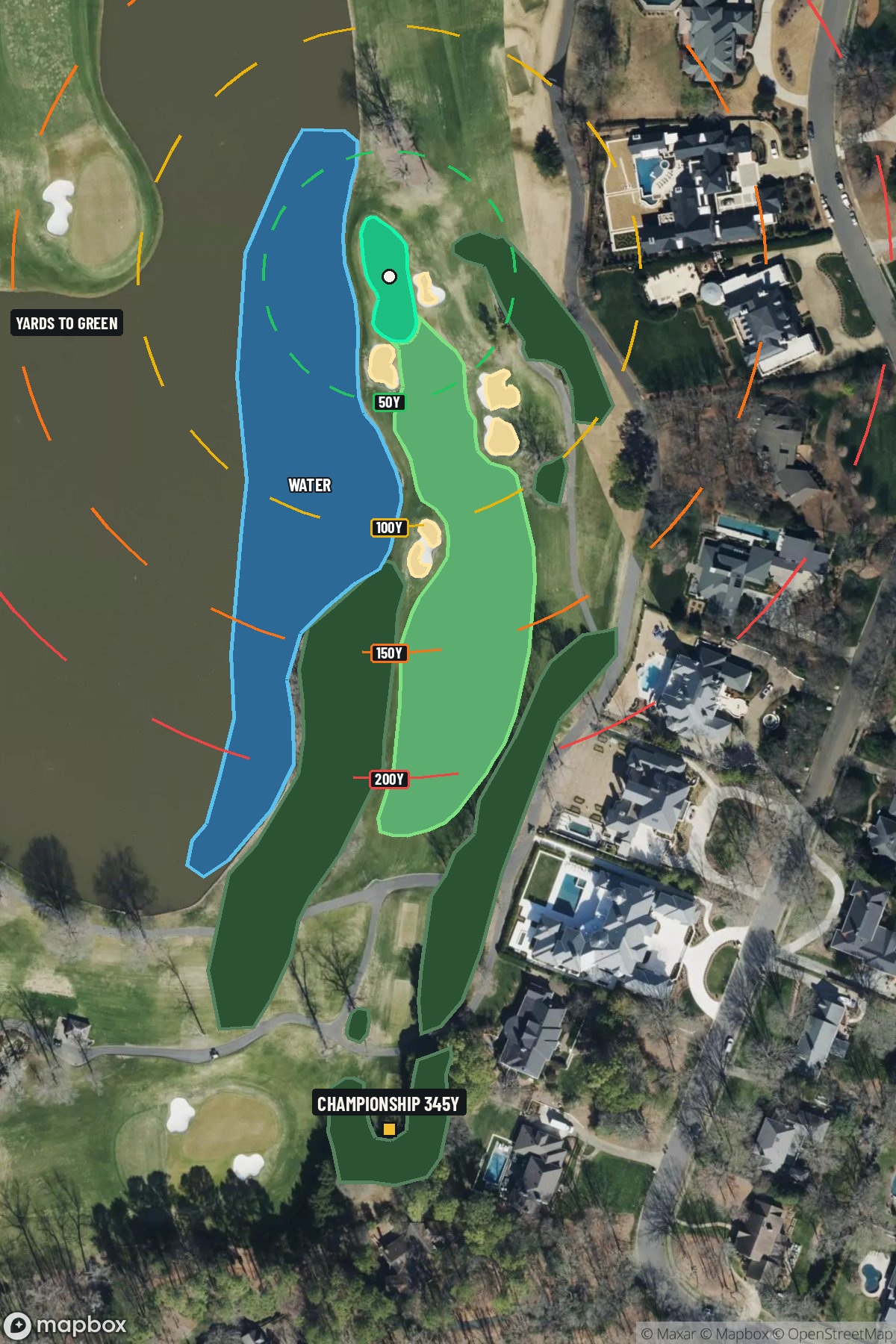 Hole 14 aerial at Quail Hollow Club