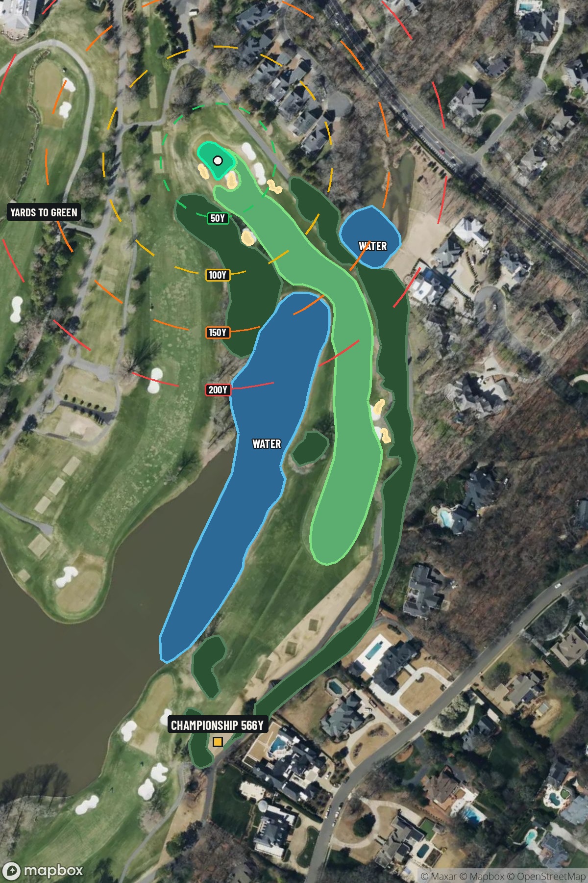 Hole 15 aerial at Quail Hollow Club