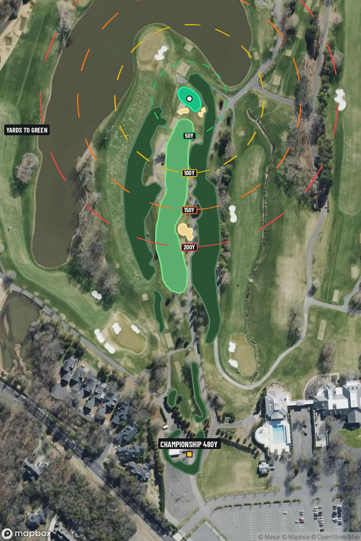 Hole 16 aerial at Quail Hollow Club