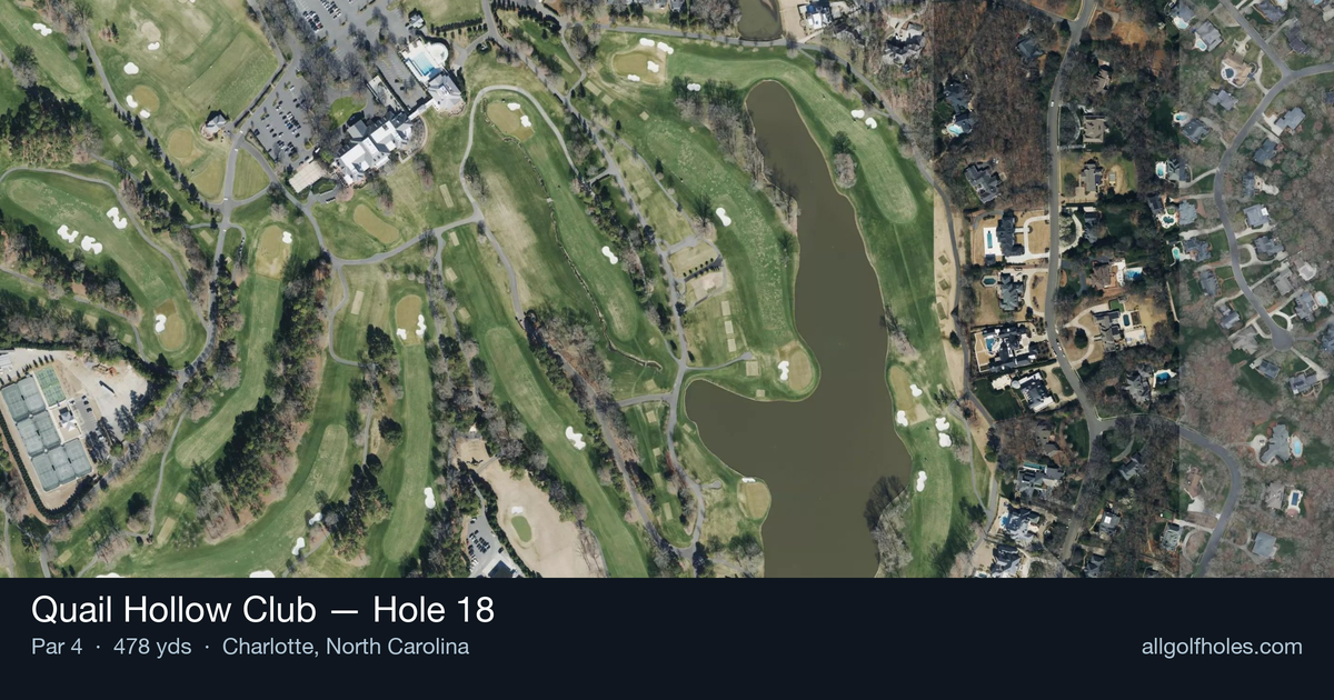 Hole 18 aerial at Quail Hollow Club