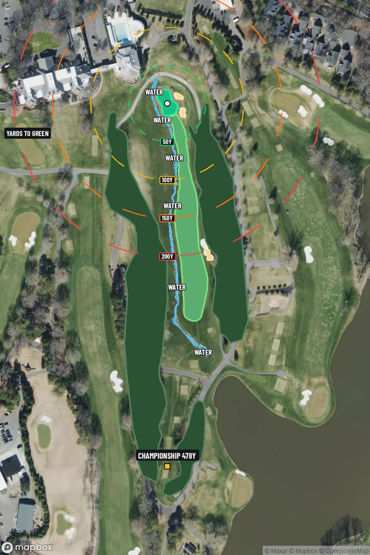 Hole 18 aerial at Quail Hollow Club